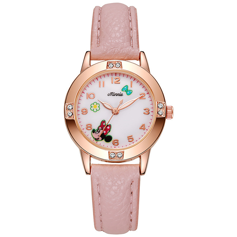 Rose Gold Diamond Belt Watch Minnie Student Watch Women's Quartz Watch Pointer Simple High-value Cross-border Hair