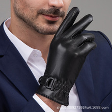 男士真皮手套头层小羊皮加绒加厚保暖触屏开车骑行冬季防风寒商务