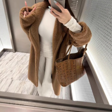 高品质~25冬新款M家泰迪熊羊剪绒羊羔毛大衣中长款翻领皮草外套女