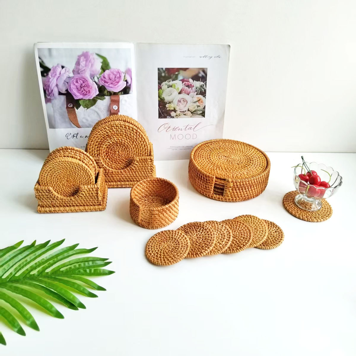 Cojín de ratán Cojín de ratán Cojín de aislamiento térmico Cojín de té de ratán de otoño tejido Cojín de olla de paja Cojín de aislamiento térmico tejido de ratán de restaurante