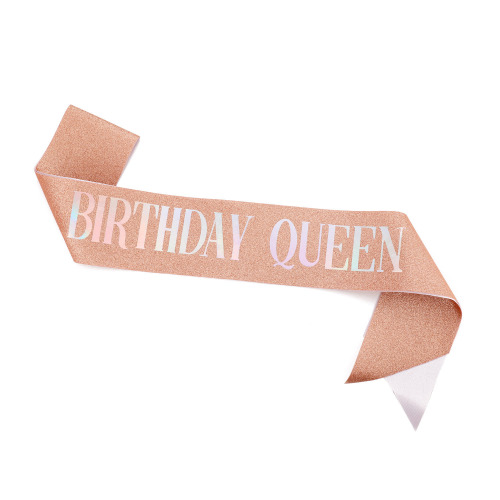 Cross-border glitter pink ribbon ceremonial ribbon birthday queen girl birthday party decoration shoulder