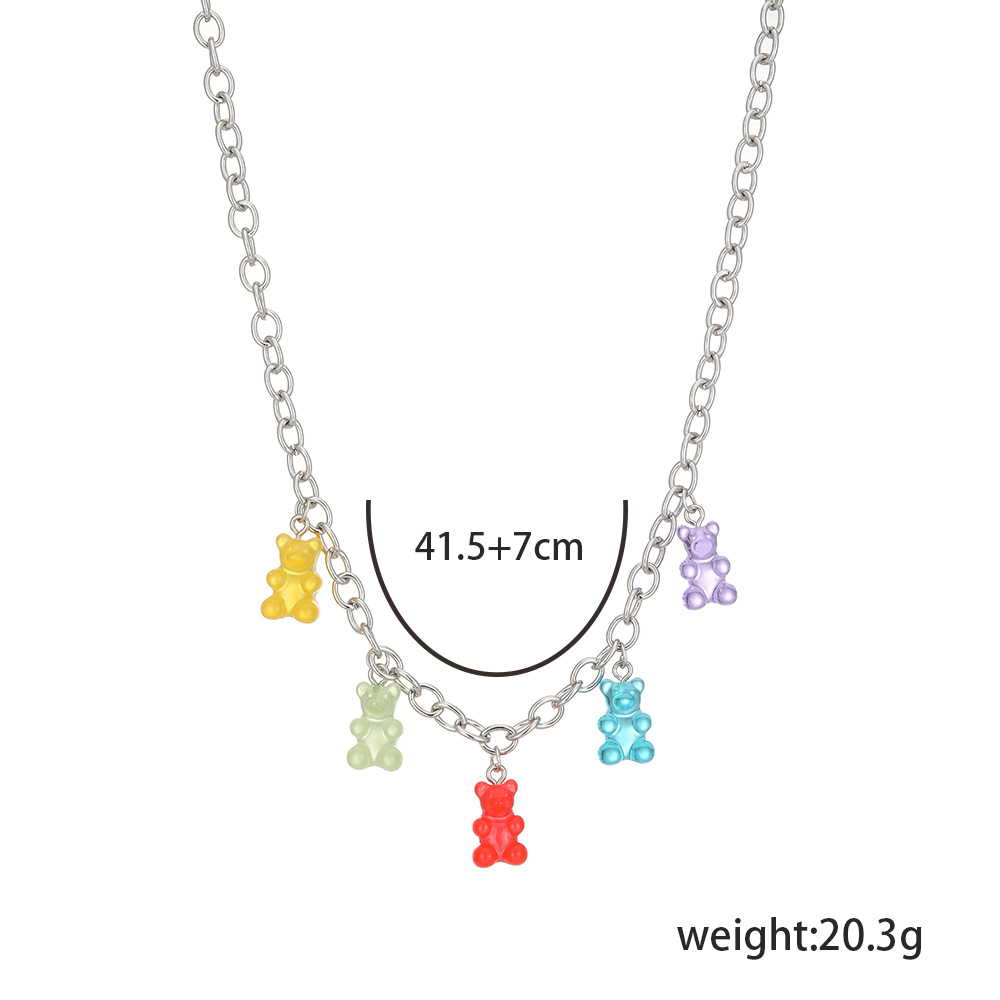 cute cartoon transparent bear pendant necklace wholesale nihaojewelry