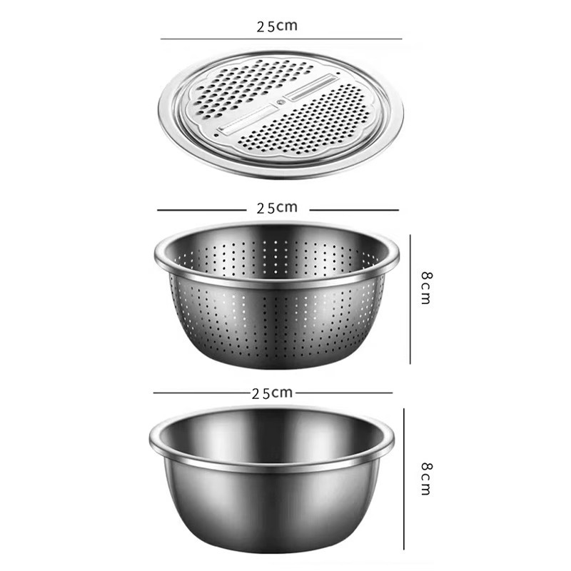 野菜洗いボウル、多機能ステンレス鋼食品グレードのシュレッドトレイ、ジャガイモスライス、野菜と大根のシュレッド、シュレッドツール|undefined