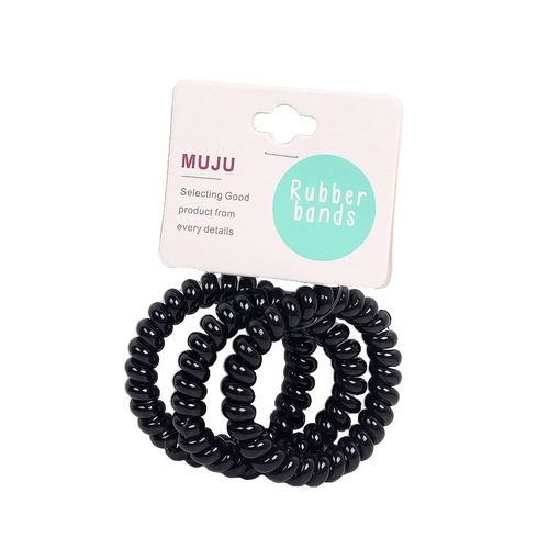 B403 Simple Korean style hair accessories for women, 3 card-mounted phone cord hair ties, large shower and wash hair rope, waterproof headband