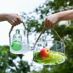 Transparent fruit bucket, new creative home-use ice bucket, plastic fruit plate ice cube bucket, outdoor picnic basket