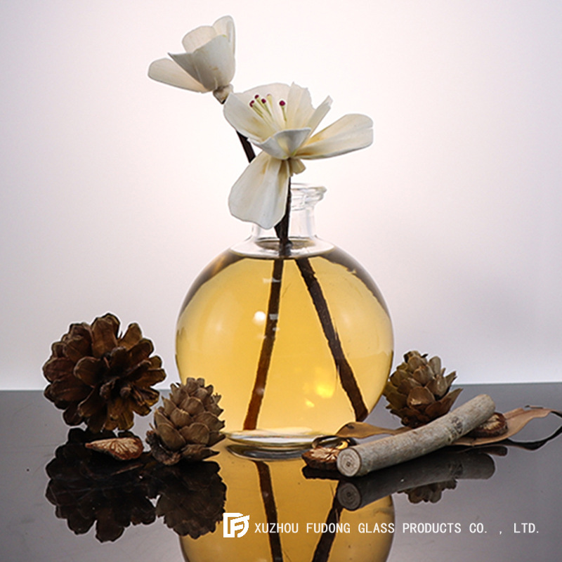 Spherical 250ml Aromatherapy Bottle Indoor Non-fire Rattan Essential Oil Bottle Desktop Vase Card Mouth Belly Glass Empty Bottle