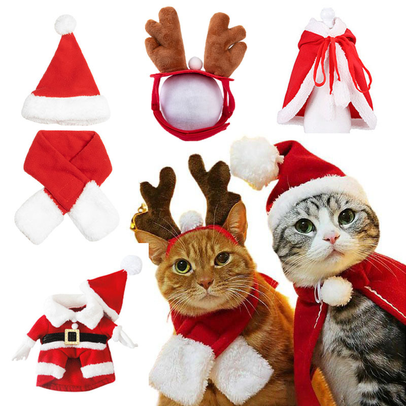 网红猫咪发箍帽子围脖狗狗衣服猫咪披风头饰斗篷圣诞搞怪宠物服饰