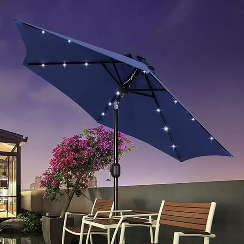 大洋户外遮阳庭院伞露营摆摊伞花园防晒中柱伞手摇休闲LED沙滩伞