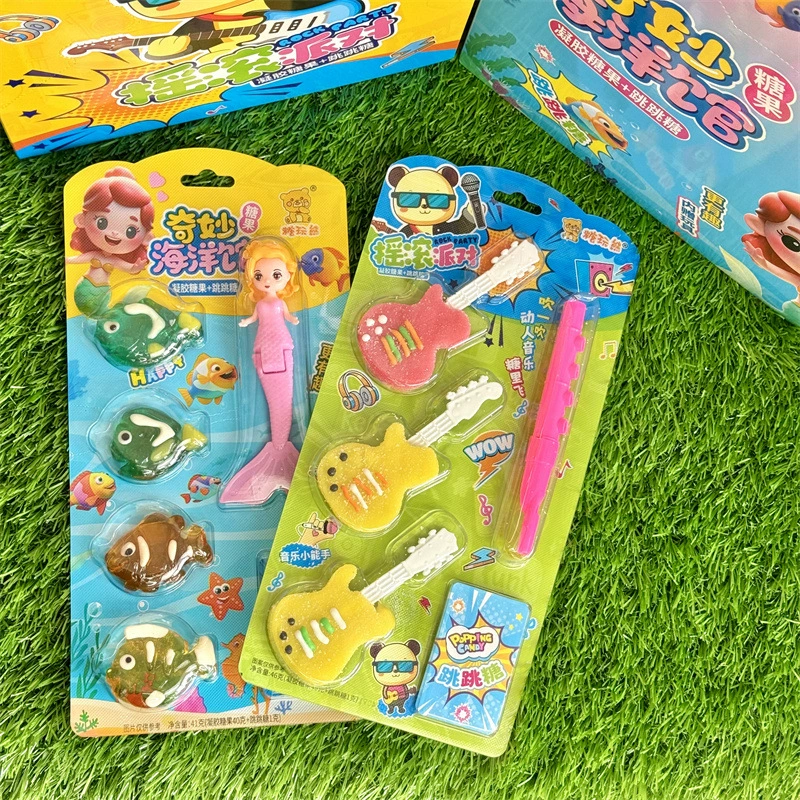 5 юаней сахар, чтобы играть с производителями оптом гитара в форме морской рыбы русалка детская сеть красная закуска игрушечный сахар супермаркет