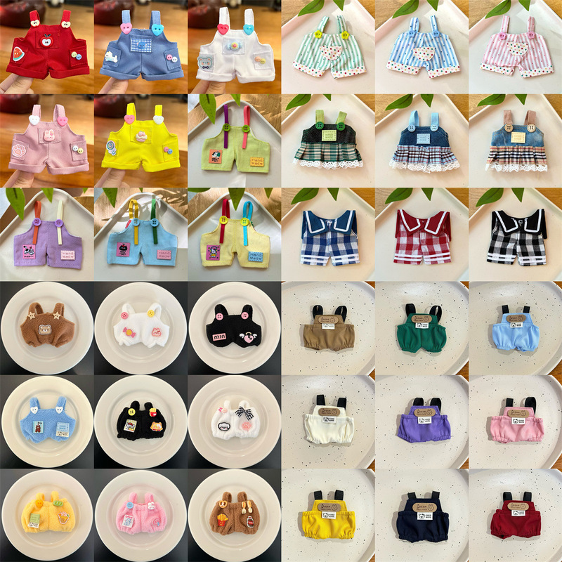 10cm Doll Clothes DIY Labubu Pants Overalls Doll Labubu Clothes Doll Mini Jeans Kt Cat