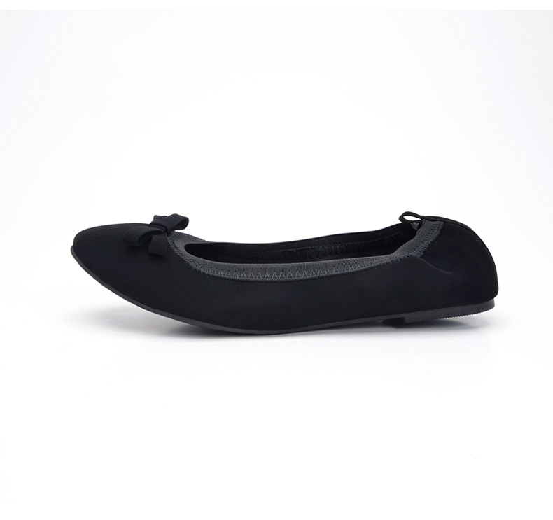 Lovely Pearl Bow Bright Leather Round Toe Flat Shoes