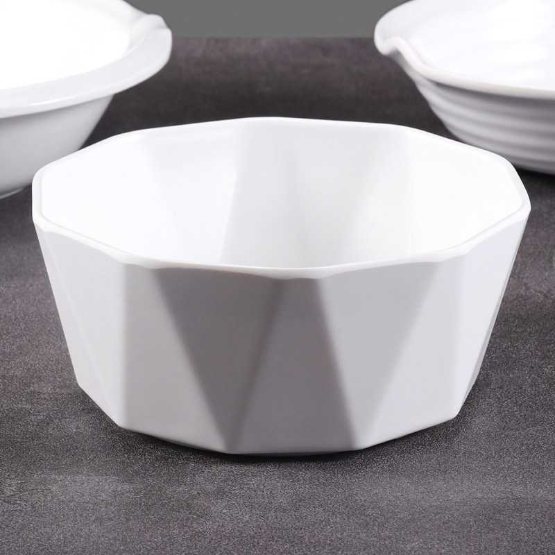 White Large Soup Bowl for Restaurant, Pickled Cabbage Fish Bowl, Large Soup Bowl, Rice Bowl, Commercial Restaurant-Use Imitation Porcelain Plastic Melamine Tableware