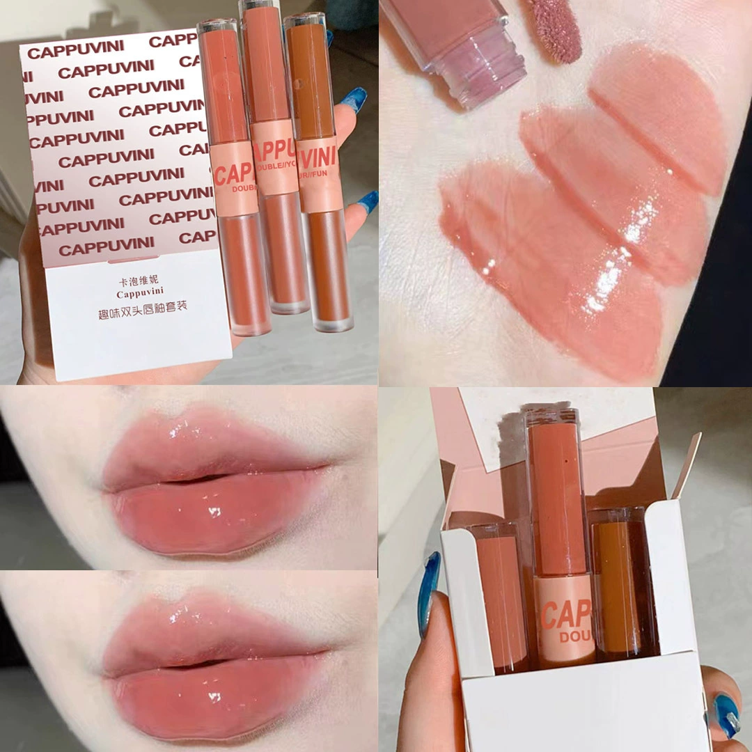Double-sided lip gloss, glass lipstick, translucent shading, mirror effect, plump lips effect