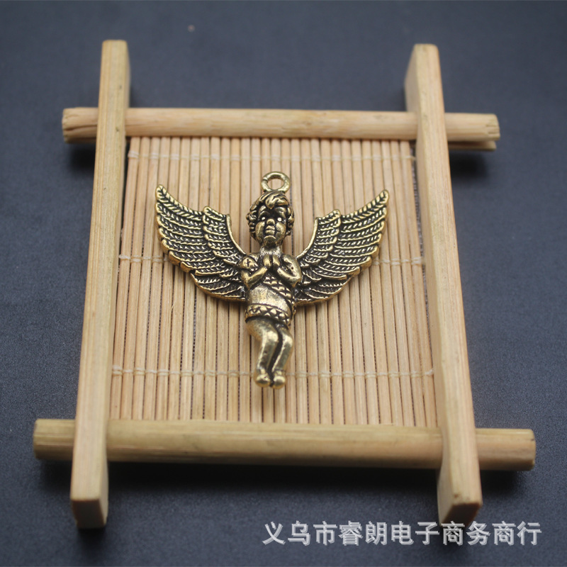 黄铜手工天使爱神丘比特男女情侣钥匙扣挂件项链吊坠包包拉链挂饰