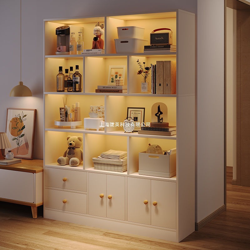 Bookshelf Floor-Standing Living Room Dust-Proof Storage Rack with Door Hand-Made Display Cabinet Makeup Home Wall Storage Storage Cabinet