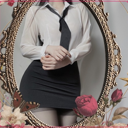 Larger sizes 200 pounds novelty underwear school uniform temptation sexy secretary work outfit open back no remove passionate temptation plump MM