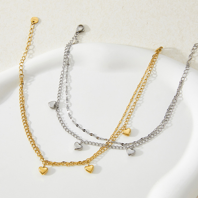 Fashion Heart Shape Stainless Steel Plating Womenu0027S Anklet