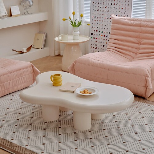 Modern small apartment special-shaped creative side table cream style living room Yunduo tea family use internet celebrity wabi-sabi style tea table
