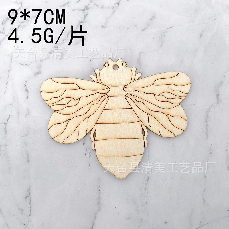 Madera de dibujos animados planta insecto pieza de madera colgante decoración niños pintado a mano material de pintura de bricolaje