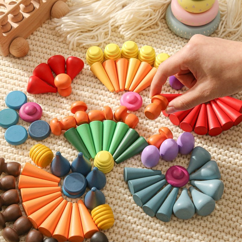 Creative Loose PARTS TOYS BABY WOODEN Constructor Set Montes