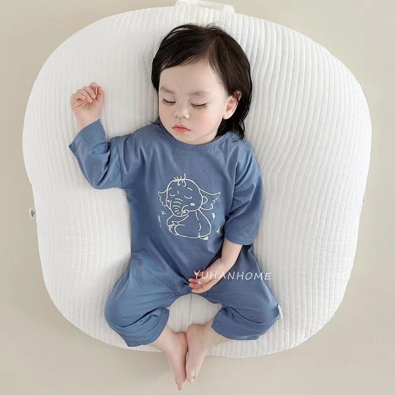 婴儿七分袖连体衣春夏新款女宝宝薄款护肚睡衣儿童睡袋空调家居服|undefined