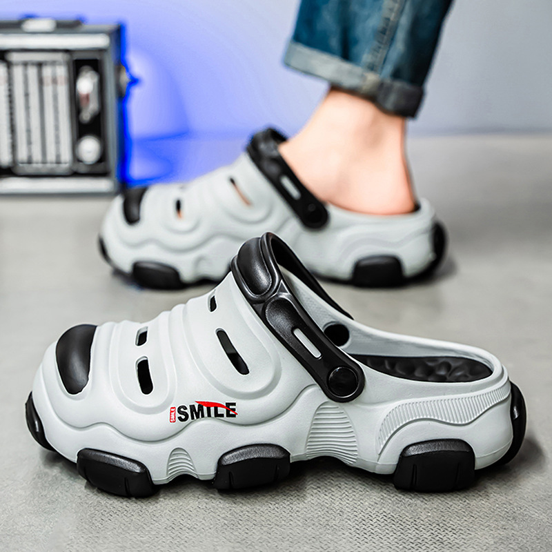 Zapatos con agujeros de talla grande transfronterizos para hombre 2025 nuevo estilo pisando mierda zapatillas de personalidad Baotou zapatos de playa de verano