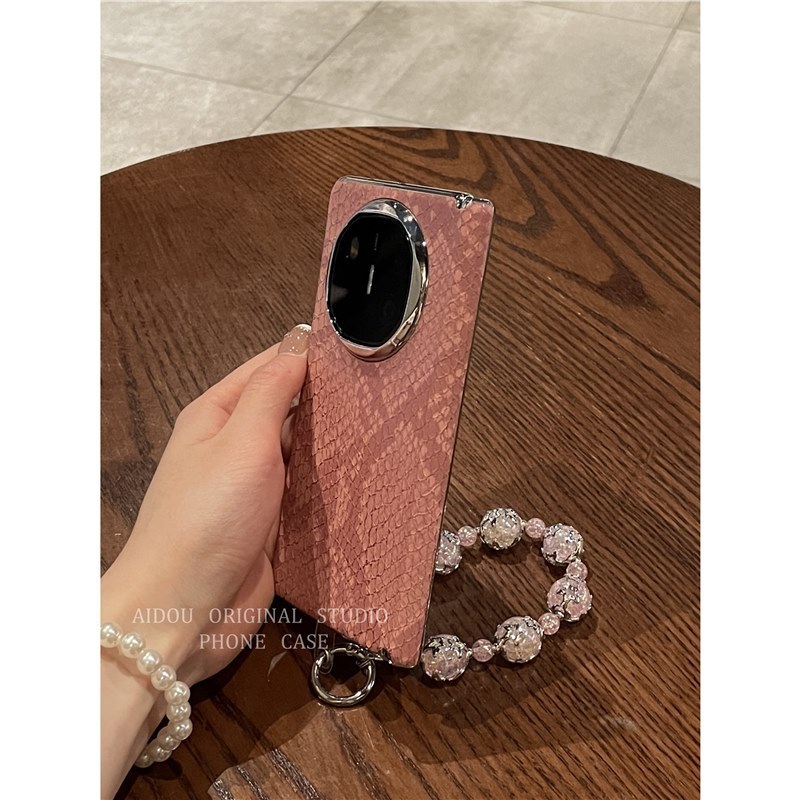 适用华为x6手机壳折叠屏新款x5中轴磁吸鎏银樱花粉蛇纹matex6轻奢|undefined