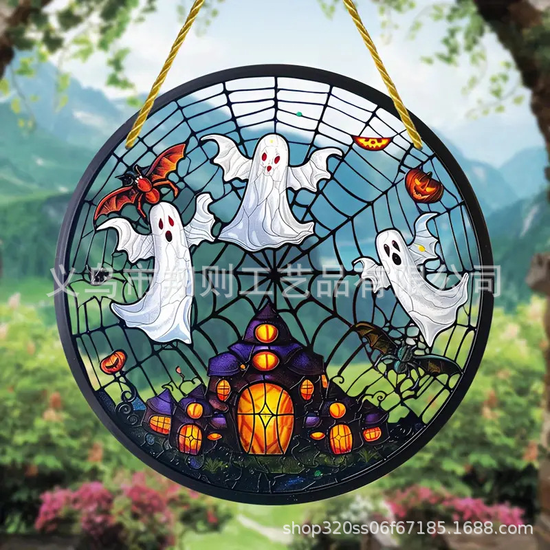 Transfronterizo serie de Halloween acrílico captador de sol artesanía decoración creativa colgante acrílico disco