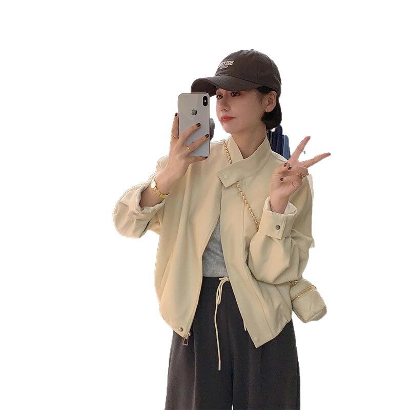 白色短款皮衣外套女2025年新款爆款春秋夹克独特超好看小个子机车|undefined