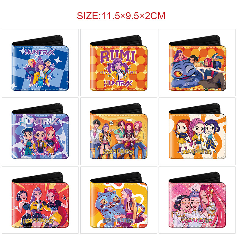New Short 80% off Small Wallet Simple Design Anime Print K-Pop Hunter Witch Group Wallet Coin Card Holder