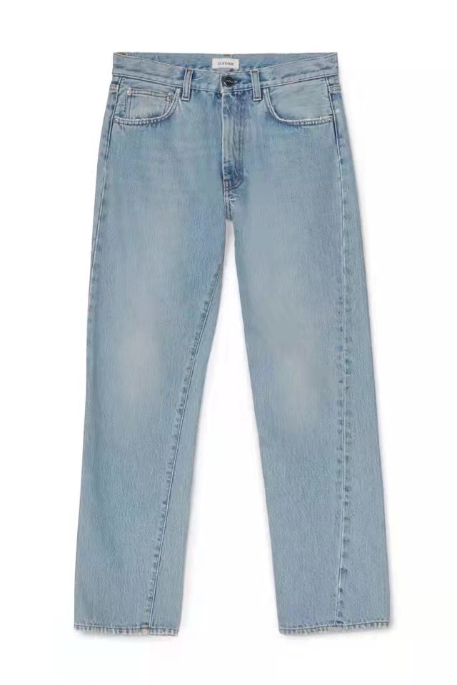 北欧TOT简约显瘦不对称纽缝牛仔裤2021款高品质