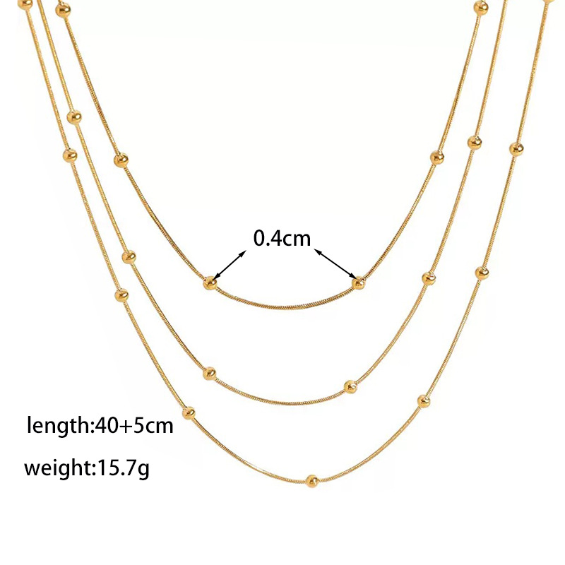 【XKN6173】3겹 비드 체인 목걸이 골드