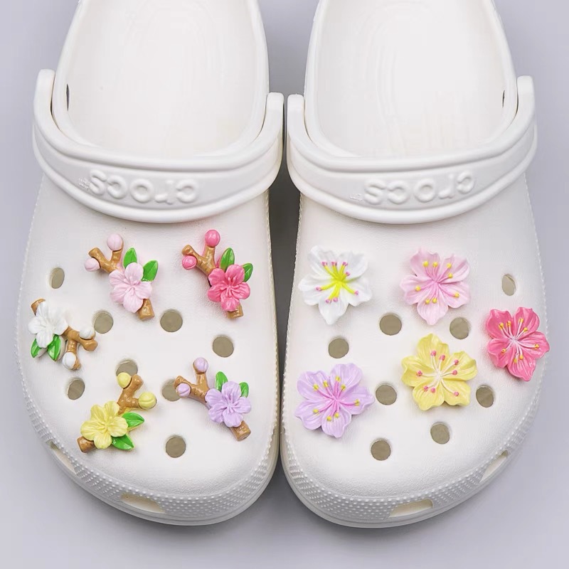 Nuevo estilo transfronterizo flor de todos los partidos resina de bricolaje flor de durazno lindo agujero de crocs zapatos de agujero accesorios de zapatos de agujero de flor
