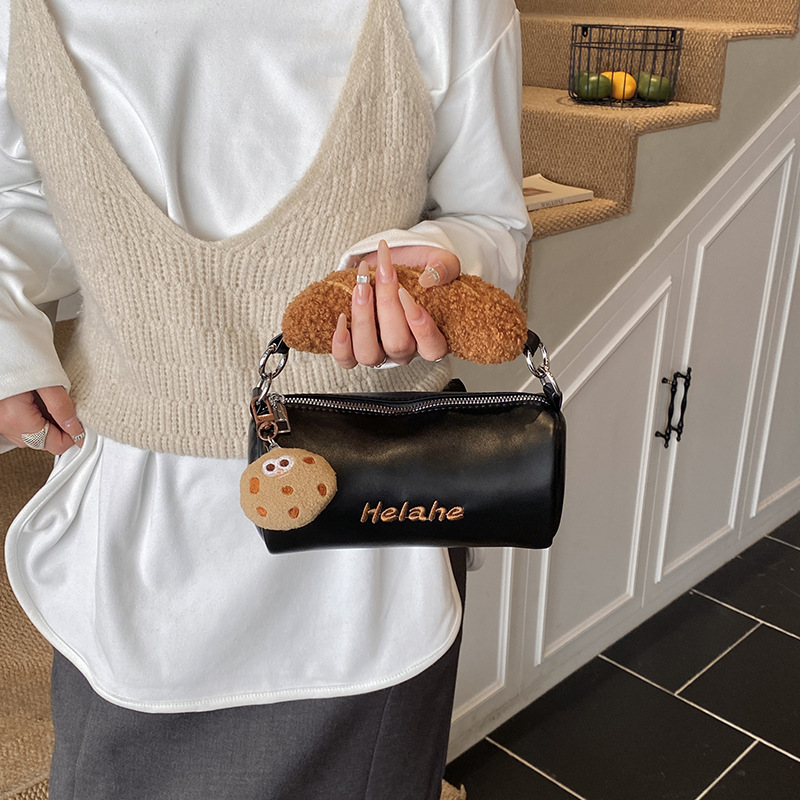 Hermosas galletas para niños y niñas bolsas de hombro compactas mini bolsas de cilindro para bebés de invierno y otoño peluche nuevas bolsas para niños