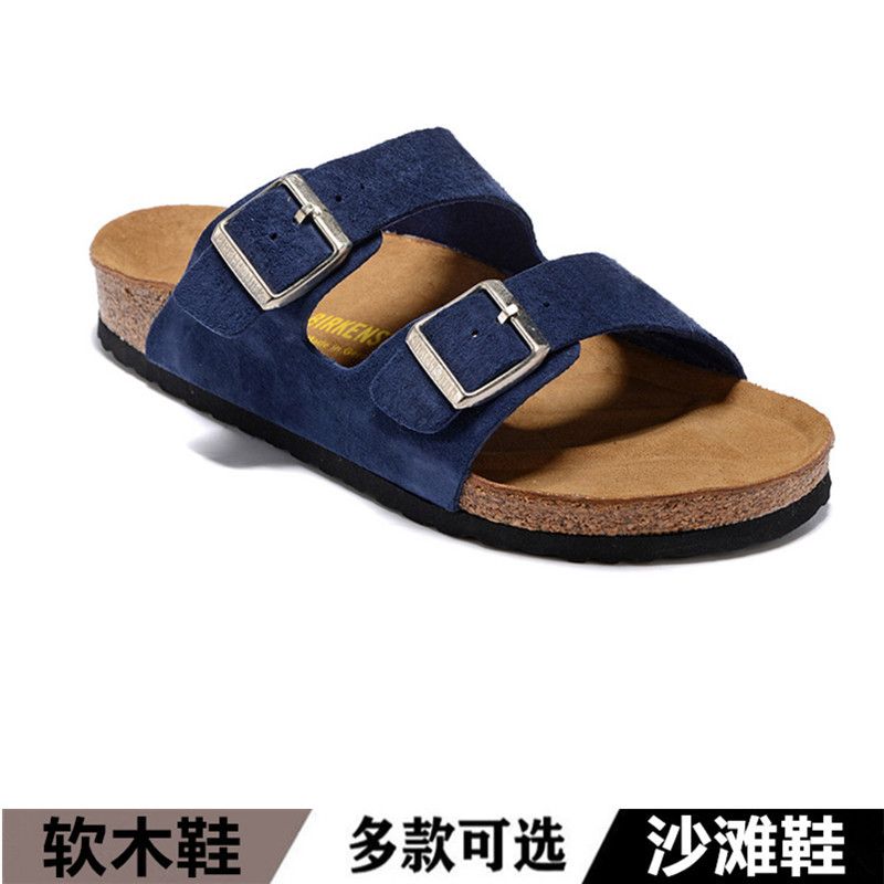 夏季平底拖鞋外穿平底拖鞋套趾沙滩鞋男女休闲平跟软木凉拖鞋现货