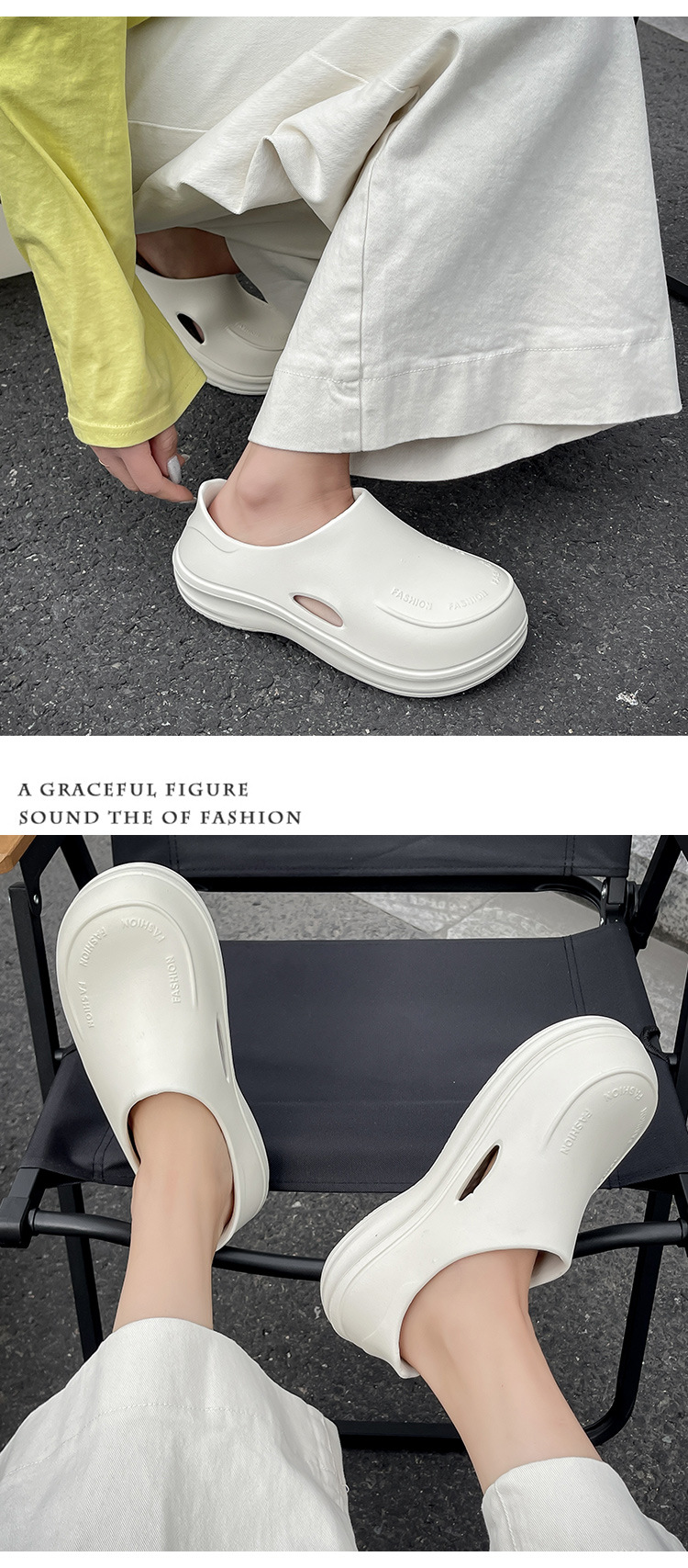 Women's Thick Soled Mules Closed Toe Height Increasing Slippers_voghion.com