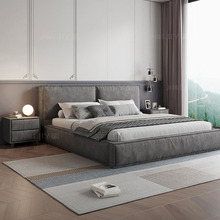 允特嘉豆腐块床简约现代磨砂布科技布高端大床双人床意式极简北欧