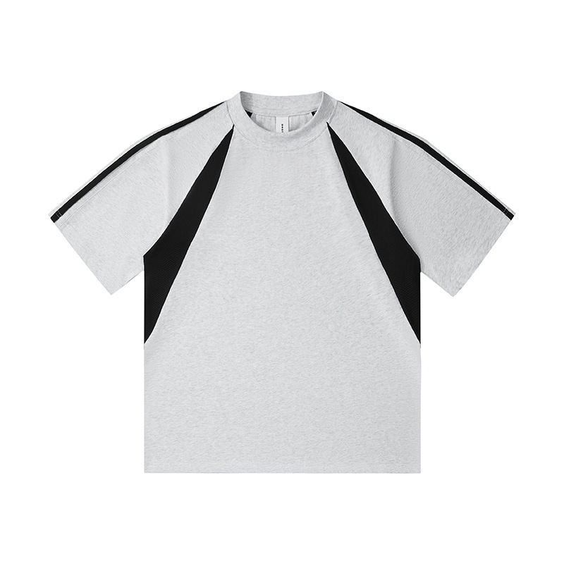 Transfronterizo tamaño europeo y americano de algodón mosaico camiseta deportiva 250G pesada camiseta de hombre de manga corta marca de moda personalizada
