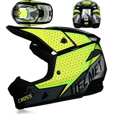 Motorcycle Safety Supplies | Bike Full-Face Helmet Detachable - yellow-dot-s