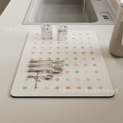 Creamy Wind Kitchen Drain mat Handwashing Countertop Surface Washable Mat Bar Top Silica Clay Water Absorbent Heat Insulating Cup Mat