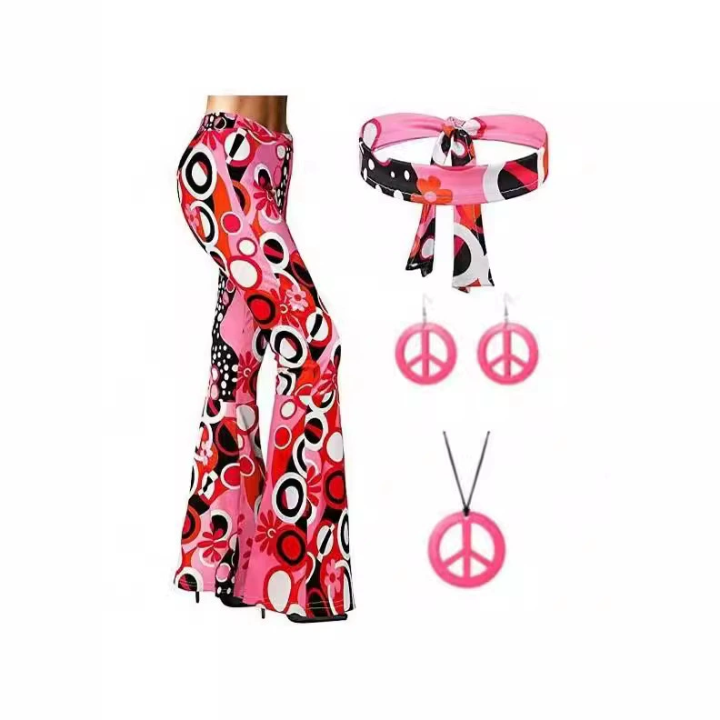 2025 Осенний европейский и американский сексуальный костюм для латиноамериканских танцев с расклешенными брюками, высокой талией, эффектом стройности, винтажным принтом, сценический наряд для девушек.