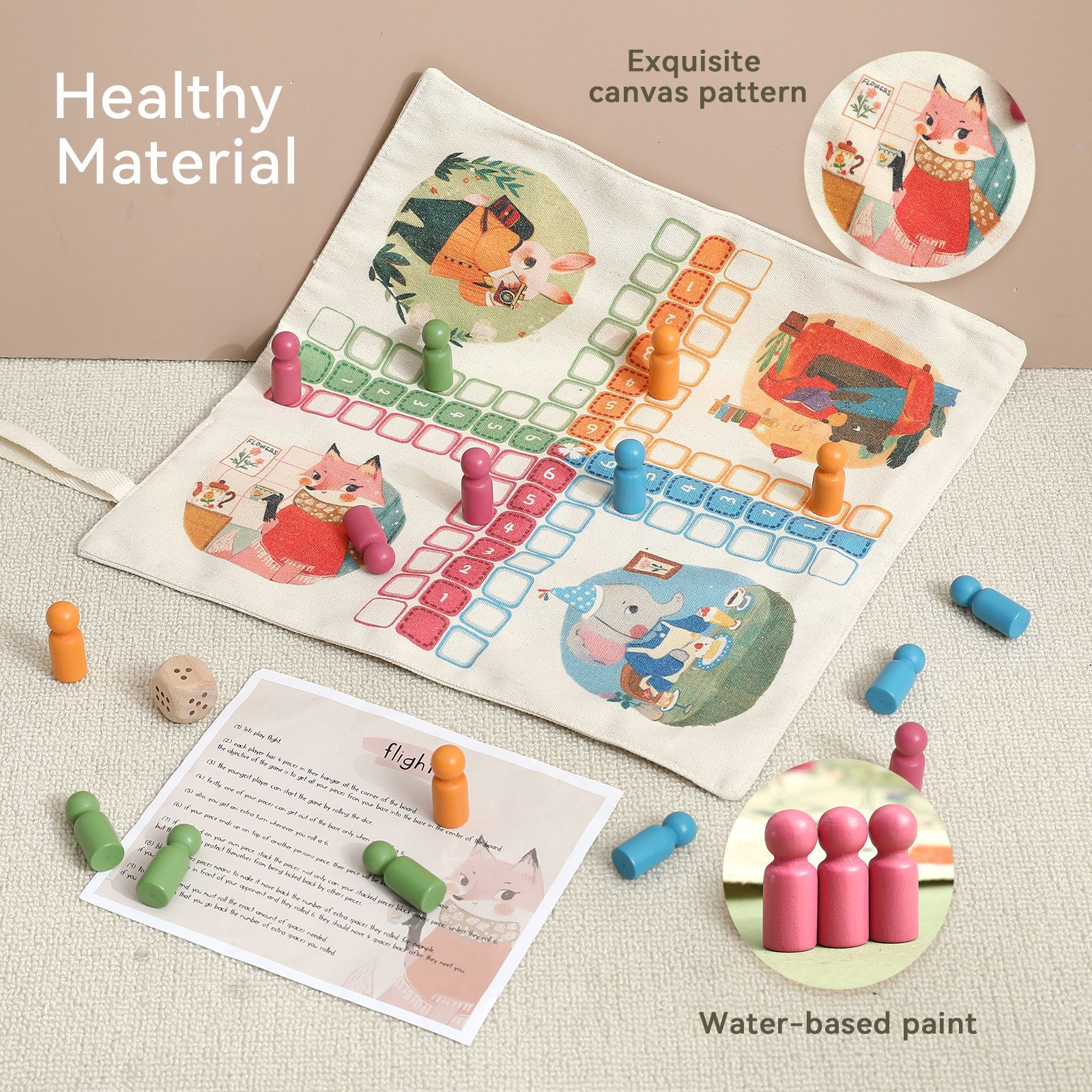 跨境儿童飞行棋早教益智棋幼儿园帆布游戏棋亲子多人互动玩具跳棋