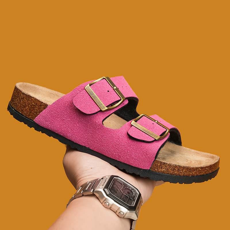 Pareja de zapatillas de corcho, zapatillas casuales y cómodas para mujeres, zapatillas frías para hombres, zapatillas de moda transfronterizas