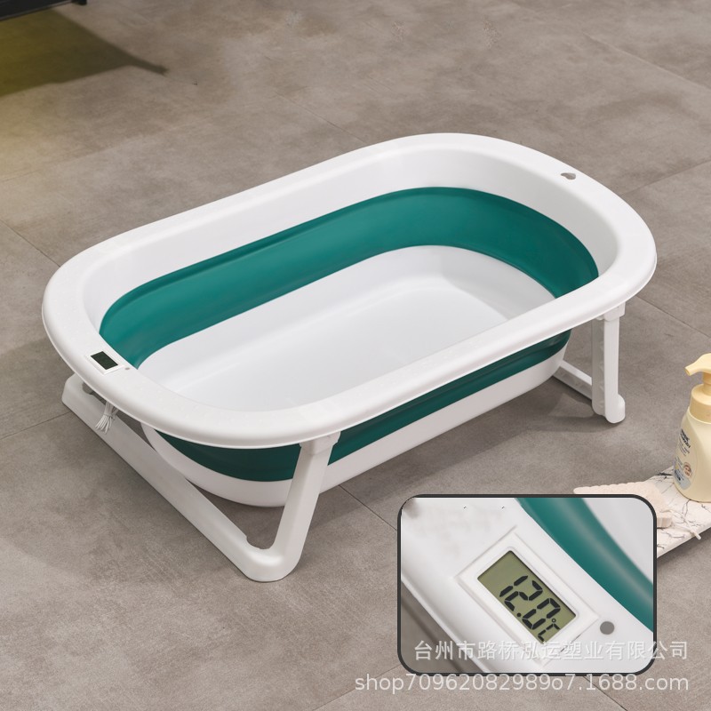 Baño de bebé sensible a la temperatura Baño de bebé alargo y ensanchado Baño de bebé Baño plegable doméstico Puede sentarse y acostarse Baño de bebé
