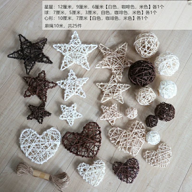 Костюм с мячом из ротанга Цветной Плетеный шар из ротанга Звезды DIY Кулон ручной работы Гостиная Детский сад Окружающая среда Креативное украшение