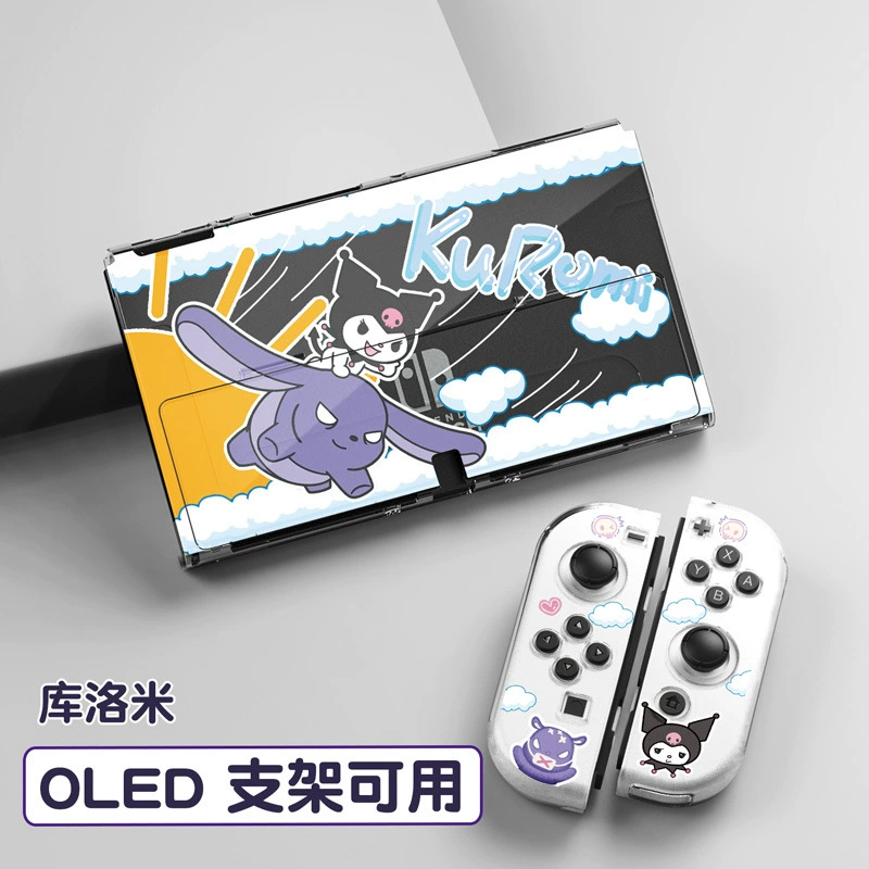 Защитный кейс для Nintendo Switch OLED, прозрачный PC твердый корпус, раскладная подставка, серия милых существ, защита NS