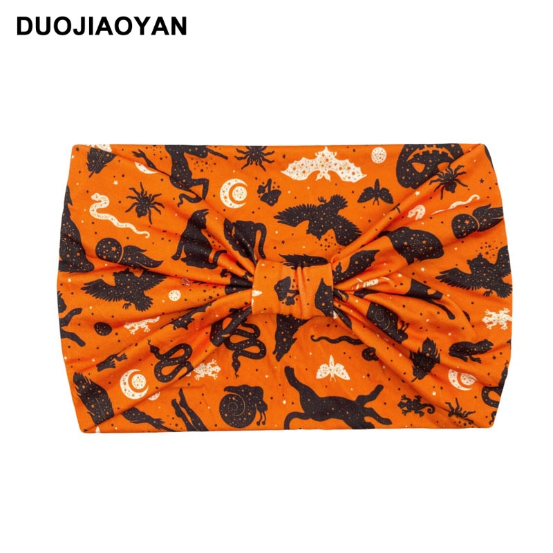 Halloween Printed Headband With Spooky Pumpkin Pattern Design_voghion.com