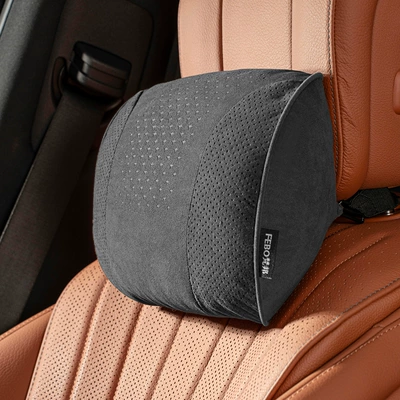 Headrest: Car Cushion and Neck Pillow - s-style-suede-noble-black-headrest-1-piece