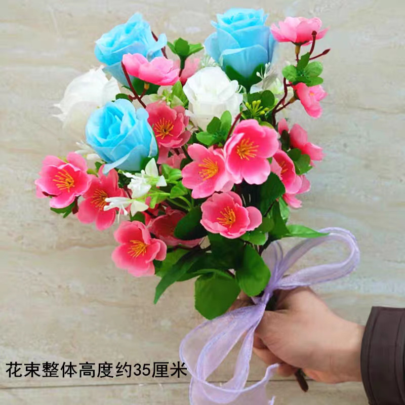Reunión deportiva, actividades estudiantiles, baile, flores falsas coloridas, flores de plástico, flores de seda, baile, accesorios, ramo de simulación
