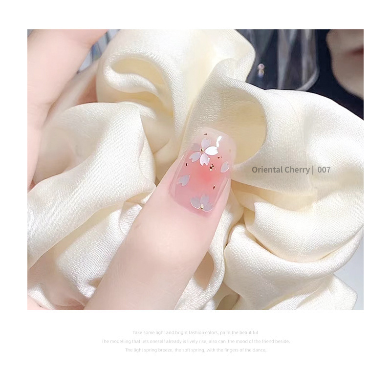 Super Hada pétalo lentejuelas bola de acero hilo de seda material paquete joyería Tiktok red nail art Cerezo flor lentejuelas Aurora